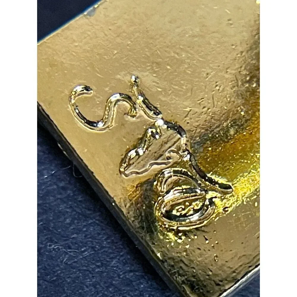 Vintage Classic Rectangular 10K Gold Plated Gold Nugget Cufflinks 1in Signed